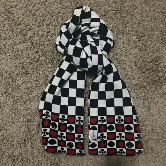 Disney Parks Alice in Wonderland The Red Queen Checkered Scarf w/ Red 60 inches - Picture 1 of 7